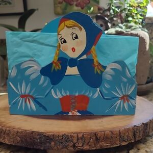 Antique Wooden Dutch Girl Napkin Holder